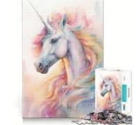Rompecabezas para Adolescentes de 1000 Piezas con un Hermoso Unicornio arcoíris,Piezas de Corte Limpio,Juego Inteligente,Regalo,Tiempo Libre,Juego,Escena navideña,Arte (38x52cm)
