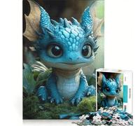 Rompecabezas para Adolescentes de 1000 Piezas con un Lindo dragón Azul, Juguetes antiestrés, un desafío difícil, Que fortalece el Amor Entre Parejas 50x75cm