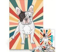 Rompecabezas para Adolescentes de 1000 Piezas con un Lindo Perro Pug Estilo Retro, Ideal para Decorar la Pared Difícil y desafiante Juego entretenido 50x75cm