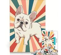 Rompecabezas para Adolescentes de 1000 Piezas con un Lindo Perro Pug Estilo Retro, Juguetes antiestrés, desafío difícil, fortalece el Amor Entre Parejas 38x52cm