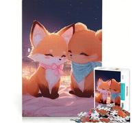 Rompecabezas para Adolescentes de 1000 Piezas con un Lindo Zorro y un Oso en un Paisaje Urbano Juegos educativos, Ideales para divertirse en Familia, como Regalo de cumpleaños o para Llevar de Viaje