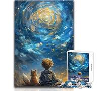 Rompecabezas para Adolescentes de 1000 Piezas con un niño y un Zorro Mirando la Galaxia Juego Educativo de observación y Habilidad Regalo Festivo significativo Tamaño 38x52cm