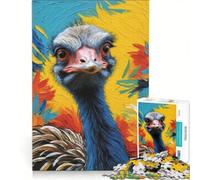 Rompecabezas para Adolescentes de 1000 Piezas con un simpático Avestruz, Juguete Educativo para Mejorar la Memoria, con póster y Hoja de Preguntas a Juego 50x75cm