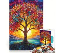 Rompecabezas para Adolescentes de 1000 Piezas con un Vibrante árbol de vidrieras Ideal para Relajarse desarrollar el Pensamiento lógico y Mejorar el Amor en Pareja 50x75cm