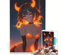 Rompecabezas para Adolescentes de 1000 Piezas con una Atractiva Chica Diablo de Anime, Juguetes antiestrés, Ideales para la diversión Familiar cumpleaños o Navidad 50x75cm