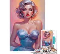 Rompecabezas para Adolescentes de 1000 Piezas con una glamurosa Rubia Pin-up Juego Educativo para niños Ideas de Regalos y desafíos Carrera de Velocidad Manual tamaño 38x26cm