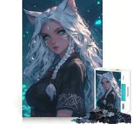 Rompecabezas para Adolescentes de 1000 Piezas con una Hermosa Gata Tribal Arte de Corte Fino Actividad para desarrollar la Mente Tiempo de Juego Relajante Regalo navideño Tranquilo (38x26cm)