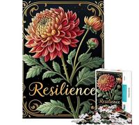 Rompecabezas para Adolescentes de 1000 Piezas con Vibrantes Flores de Dalia y resiliencia en un Marco Dorado Rompecabezas DIY Regalo de cumpleaños (tamaño 50x75cm)