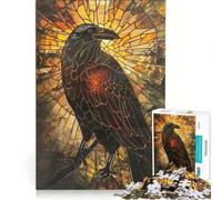 Rompecabezas para Adolescentes de 1000 Piezas con vidrieras de Cuervos enigmáticos, Juego de ingenio, interacción Entre Padres e Hijos, Regalo de cumpleaños, obsequios 38x26cm