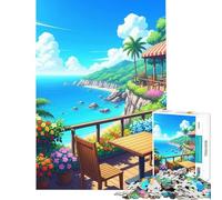 Rompecabezas para Adolescentes de 1000 Piezas con Vista a una cafetería en una Playa Tropical Un desafío para completar Juego Educativo de análisis y lógica para Mayores de 14 años 38x52cm