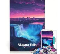 Rompecabezas para Adolescentes de 1000 Piezas con Vista Nocturna de Las Cataratas del Niágara Juguete Educativo para la diversión Familiar para Fortalecer el Amor Entre Parejas 50x75cm