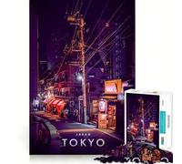 Rompecabezas para Adolescentes de 1000 Piezas con Vista Nocturna de Tokio, Bordes impecables, Divertido Juego Mental, Regalo Acogedor, Divertido, Arte de Pared navideño (38x52cm)