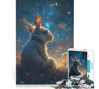 Rompecabezas para Adolescentes de 1000 Piezas Conejo bajo un Cielo Estrellado Juegos educativos Ideales para la diversión Familiar Regalo de cumpleaños o para Viajes 50x75cm