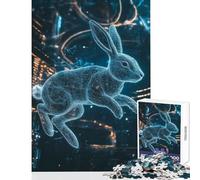 Rompecabezas para Adolescentes de 1000 Piezas Conejo Digital en Paisaje Urbano Juguetes antiestrés Grandes Regalos y Juguetes Juego Familiar Entrena tu Cerebro y Tus Manos tamaño 38x26cm