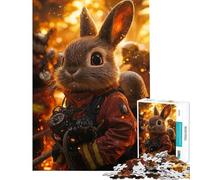 Rompecabezas para Adolescentes de 1000 Piezas Conejo Valiente Bombero Un Reto para completar Diversión Familiar Juegos educativos para Mayores de 14 años (50x75cm)