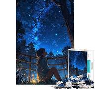 Rompecabezas para Adolescentes de 1000 Piezas Contemplación de la Noche Estrellada Rompecabezas práctico Mujeres (tamaño 38x52cm)