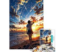 Rompecabezas para Adolescentes de 1000 Piezas Contemplando una Puesta de Sol ardiente Rompecabezas práctico Juego Regalo Ideal para Mujeres (tamaño 38x26cm)