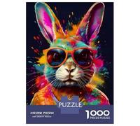 Rompecabezas para Adolescentes De 1000 Piezas Cool Bunny in Sunglasses Rompecabezas para Adultos Juguete Decoración De Pared Carrera De Velocidad Manual Desafío Educativo 70x50cm/1000pcs