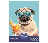 Rompecabezas para Adolescentes De 1000 Piezas Cool Pug Summer Chill Rompecabezas Juguetes DIY Alivia El Estrés Interacción Entre Padres E Hijos 38x26cm/1000pcs