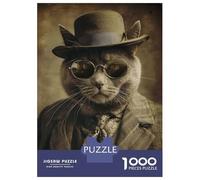 Rompecabezas para Adolescentes De 1000 Piezas Cool Vintage Cat Rompecabezas para Adultos Juguetes De Bricolaje Análisis Y Lógica Regalo De Cumpleaños, Regalos, 52x38cm/1000pcs
