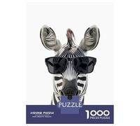 Rompecabezas para Adolescentes De 1000 Piezas Cool Zebra with Sunglasses Rompecabezas para Adultos Juego De Ingenio Una Obra De Arte Actividades Divertidas En Casa 38x26cm/1000pcs