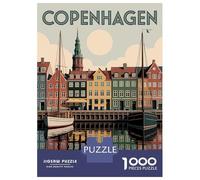 Rompecabezas para Adolescentes De 1000 Piezas Copenhagen Cityscape with Boats and Reflections Rompecabezas para Adultos Juegos Relajantes Decoración del Hogar 38x26cm/1000pcs
