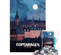 Rompecabezas para Adolescentes de 1000 Piezas Copenhague Dinamarca de Noche Juguetes educativos para Aprender Juego Familiar para Toda la Familia Regalos para Mujeres y Hombres tamaño 38x26cm
