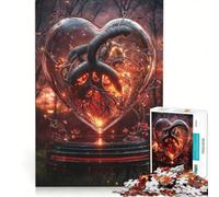 Rompecabezas para Adolescentes de 1000 Piezas: Corazón ardiente en Cristal Decoración de Pared, Ideal para Pasar el Tiempo en casa, Regalo de cumpleaños o para Viajes 50x75cm