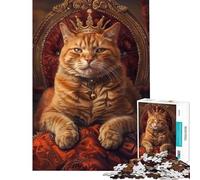 Rompecabezas para Adolescentes de 1000 Piezas Corona de la Reina Gato Trono Difícil y desafiante Regalos para Mujeres Juegos Divertidos para Mayores de 14 años 38x52cm