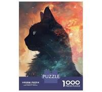 Rompecabezas para Adolescentes De 1000 Piezas Cosmic Cat Silhouette Rompecabezas para Adultos Juguete Decoración De Pared Regalo De Cumpleaños Juego Desafiante Regalos 70x50cm/1000pcs