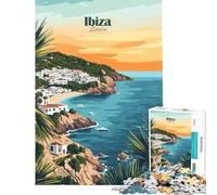 Rompecabezas para Adolescentes de 1000 Piezas Costa al Atardecer de Ibiza Ayuda a ejercitar el Cerebro y Alivia el estrés Juego de ingenio para Mayores de 14 años (38x26cm)