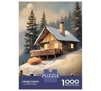 Rompecabezas para Adolescentes De 1000 Piezas Cozy Cabin in The Snow Rompecabezas para Adultos Juego De Ingenio Decoración De Pared Regalos para Reducir El Estrés 38x26cm/1000pcs