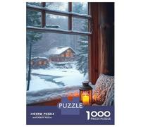 Rompecabezas para Adolescentes De 1000 Piezas Cozy Cabin Window View Rompecabezas para Adultos Juego De Ingenio para Mejorar La Memoria Actividades Divertidas En Casa 70x50cm/1000pcs