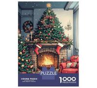 Rompecabezas para Adolescentes De 1000 Piezas Cozy Christmas Fireplace Funny Rompecabezas para Adultos Juego De Ingenio para Mejorar La Memoria Actividades Divertidas En Casa 70x50cm/1000pcs