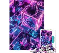 Rompecabezas para Adolescentes de 1000 Piezas Cubos de Vidrio neón desafiantes para completar Juegos educativos para Toda la Familia a Partir de 14 años (38x52cm)