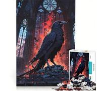 Rompecabezas para Adolescentes de 1000 Piezas Cuervo en una Catedral gótica con Fuego decoración de Pared de Juguete difícil y desafiante Regalo de Juego desafiante 50x75cm