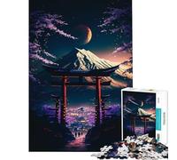 Rompecabezas para Adolescentes de 1000 Piezas Cultura Japonesa Torii Fuji Juguetes educativos Juego práctico Actividades Familiares Regalo de cumpleaños (tamaño 50x75cm)