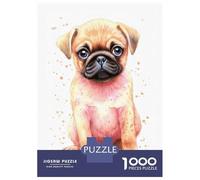 Rompecabezas para Adolescentes De 1000 Piezas Cute Baby Pug Dog Puppy Rompecabezas para Adultos Juguetes Antiestrés Regalo De Cumpleaños Cumpleaños 38x26cm/1000pcs