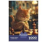 Rompecabezas para Adolescentes De 1000 Piezas Cute Cartoon Chess Cat Rompecabezas para Adultos Juego De Ingenio Patrón De Ensamblaje Cumpleaños Y Navidad 38x26cm/1000pcs