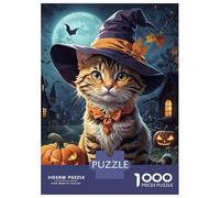 Rompecabezas para Adolescentes De 1000 Piezas Cute Cat Halloween Rompecabezas para Adultos Juegos Relajantes Análisis Y Lógica Difícil Y Desafiante 38x26cm/1000pcs