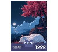 Rompecabezas para Adolescentes De 1000 Piezas Cute Cat Sleeping Sakura Rompecabezas para Adultos Juegos Divertidos Mejora La Memoria Oferta como Regalo para Toda La Familia 70x50cm/1000pcs