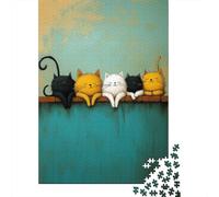 Rompecabezas para Adolescentes De 1000 Piezas Cute Cats Wall Art Print-2 Rompecabezas para Adultos Juego De Ingenio Aliviador del Estrés 52x38cm/1000pcs