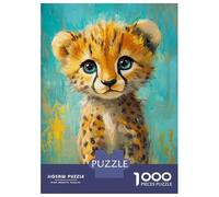 Rompecabezas para Adolescentes De 1000 Piezas Cute Cheetah Cub Art Rompecabezas para Adultos Juego De Ingenio para Mejorar La Memoria Actividades Divertidas En Casa 52x38cm/1000pcs