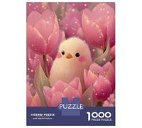 Rompecabezas para Adolescentes De 1000 Piezas Cute Chick in Pink Tulips Rompecabezas Juegos Relajantes Pero Divertidos Y Humorísticos Cumpleaños 38x26cm/1000pcs