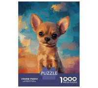Rompecabezas para Adolescentes De 1000 Piezas Cute Chihuahua Puppy Painting Rompecabezas Juegos Familiares Carrera De Velocidad Manual Cumpleaños 70x50cm/1000pcs