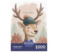 Rompecabezas para Adolescentes De 1000 Piezas Cute Deer in Winter Hat Rompecabezas para Adultos Juegos Familiares Corte De Precisión Regalos Y Cumpleaños Únicos 38x26cm/1000pcs