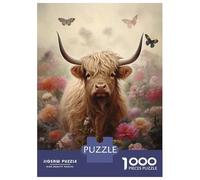 Rompecabezas para Adolescentes De 1000 Piezas Cute Floral Highland Cow Rompecabezas para Adultos Juguetes DIY Pero Divertidos Y Humorísticos Regalos De Cumpleaños Y Únicos 52x38cm/1000pcs