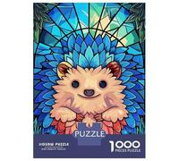 Rompecabezas para Adolescentes De 1000 Piezas Cute Hedgehog Stained Glass Art Rompecabezas para Adultos Juegos Familiares Análisis Y Lógica Cumpleaños Y Navidad 70x50cm/1000pcs