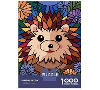 Rompecabezas para Adolescentes De 1000 Piezas Cute Hedgehog Surrounded by Flowers Rompecabezas para Adultos Juguetes Antiestrés Regalo De Cumpleaños Cumpleaños 52x38cm/1000pcs