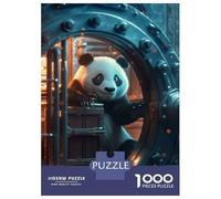 Rompecabezas para Adolescentes De 1000 Piezas Cute Panda Bank Vault Rompecabezas para Adultos Juegos Familiares Corte De Precisión Juego Desafiante Regalos 70x50cm/1000pcs